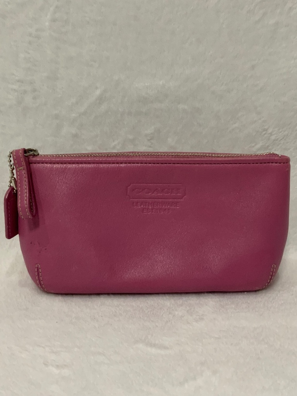 Vintage Coach Barbie Pink Ziplock Makeup Case Leather Bag